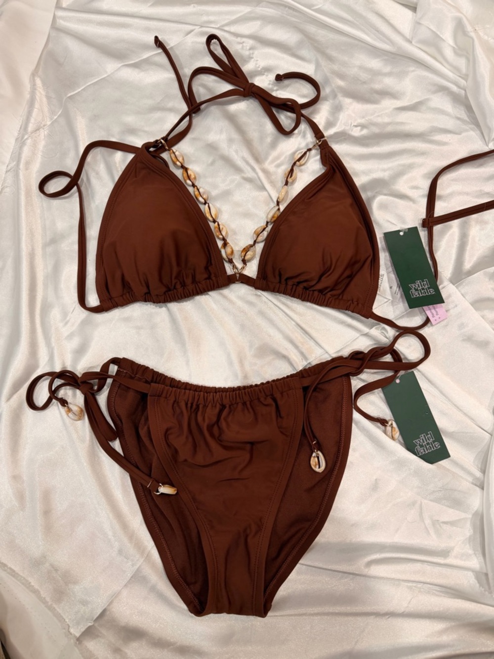 wild fable Brown Shell-Accent Triangle Bikini
